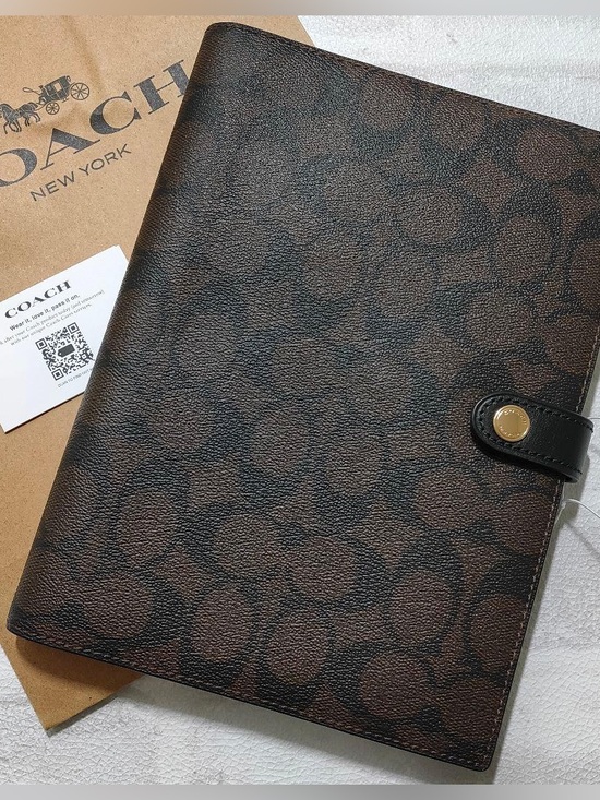 Coach Other - Coach Brown Leather Notebook with Embossed Logo